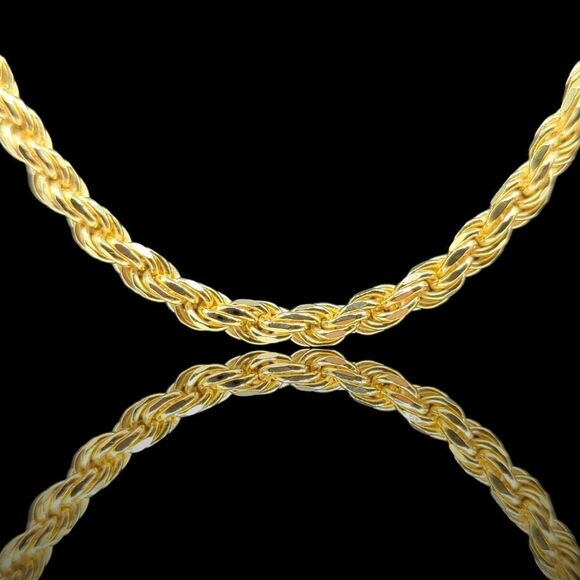 22" x 5mm 14K Vermeil Yellow Gold Finish Over S925 Sterling Silver Rope Chain. - Picture 14 of 14